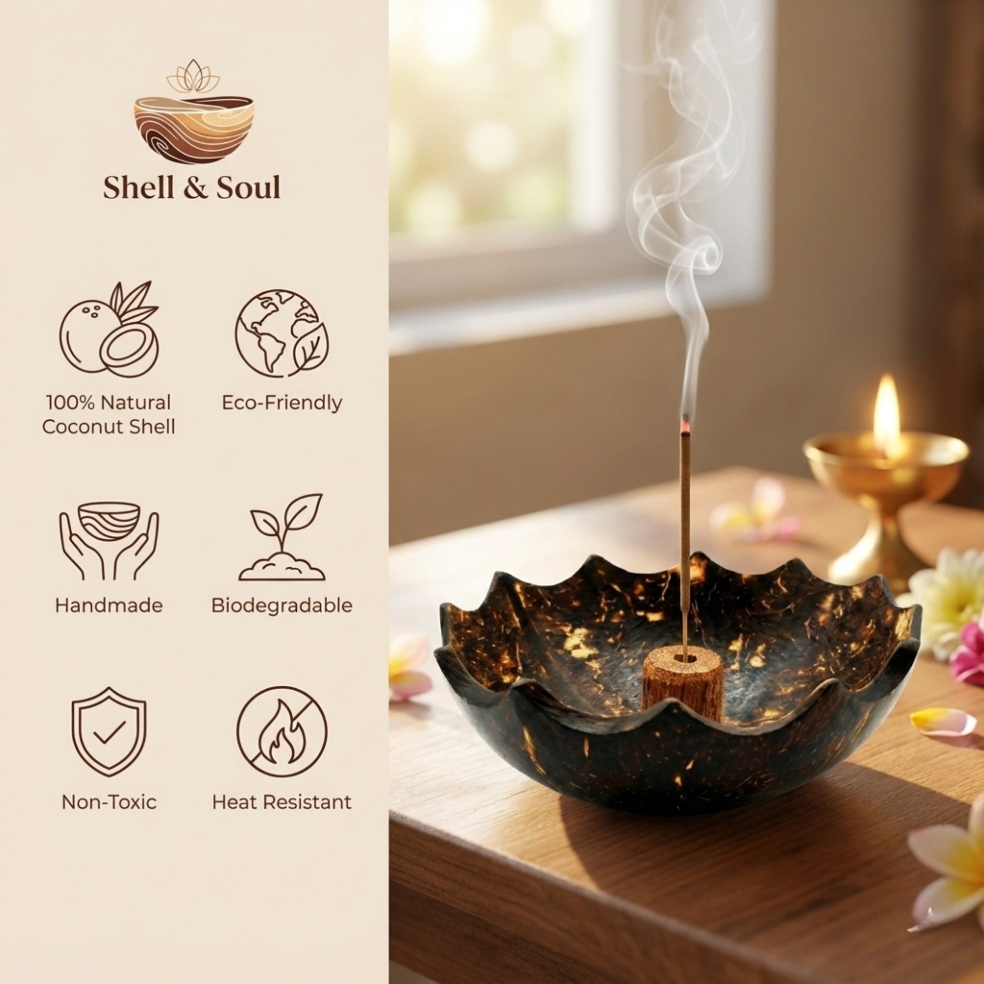 Agarbathi - infographics Shell & Soul Handmade Coconut Shell Agarbathi & Dhoop Stand - Image 6