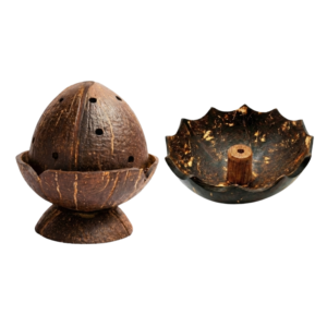 Handmade coconut shell agarbathi and dhoop stand eco friendly incense holder